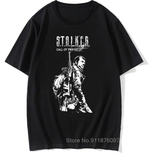 Stalker Game T Shirt Stalker COP White T-Shirt 100% Cotton Male Tee Shirt Print Casual Short-Sleeve Vintage Awesome Tshirt