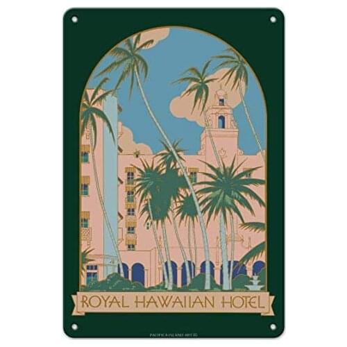 Honolulu, Hawaii - Royal Hawaiian Hotel - Hawaiian Menu Cover c.1940s Metal Tin Sign