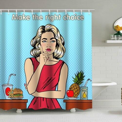 Hot Thinking Woman Printed Shower Curtain Waterproof Perforated Bathroom Curtain Curtain