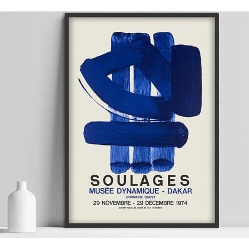 Canvas Painting Pierre Soulages Exhibition Poster Museum Absthibition Picture Prints Wall Paintings for Home Decor
