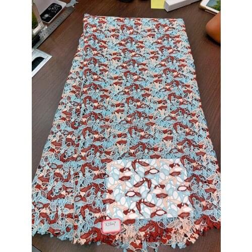 African Cord Lace Fabric High Quality Guipure Cord Water Soluble Lace Multicolours Nigerian Lace Fabric For Wedding Dress HF287