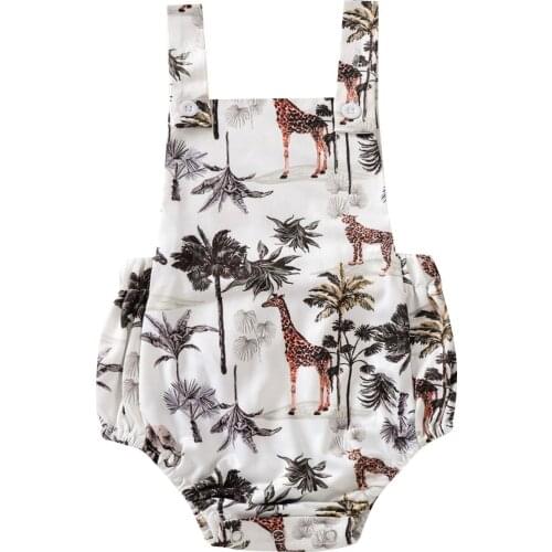 Baby Summer Clothing Infant Newborn Baby Boy Girl Animal Print Bodysuits Sleeveless Cotton Jumpsuits