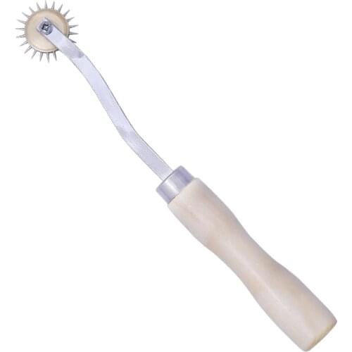 LMDZ Sewing Wood Color Wheel Leather Sewing Stitch Size 17cm Wood Handle Leather Fabric Serrate Tracing Wheel Sewing Tool