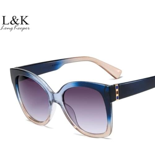 LongKeeper Oversized Cat Eye Sunglasses Women 2021 Brand Design Gradient Lens Sun Glasses Ladies Retro Vintage Shades UV400