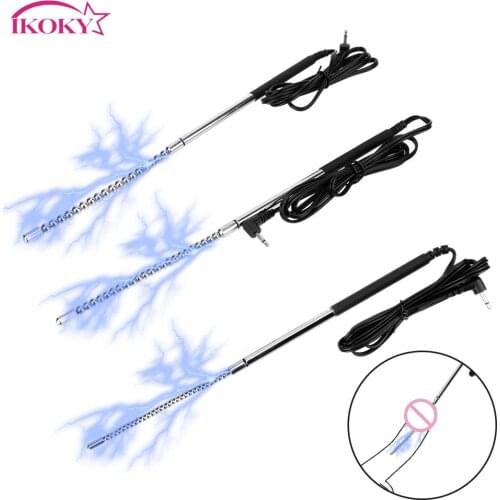 Metal Electro Stimulation Dilator Bi-Polar Electric Shock Urethral Penis Plug Sex Toy for Men Stainless Steel Urethra Beads