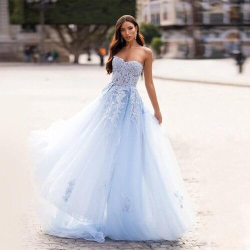 Girl Sweet 16 Light Sky Blue Wedding Birthday Formal Gown Prom Dress