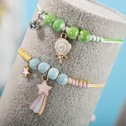 Cartoon Star Lollipop Alloy Accessories Ceramic Bead Hand Knitted Bracelet Kids Gift Wholesale #82599