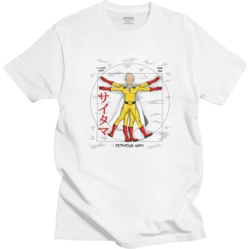 One Punch Man T Shirt Men Pre-shrunk Cotton T-shirt Short Sleeved Japanese Hero Anime Manga Sensei Saitama Tee Clothing Merch