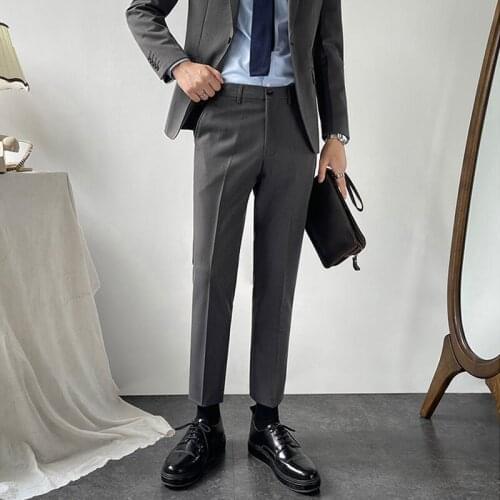 Korean Business Dress Pant for Men 2021 Autumn Classic Office Social Suit Pants Casual Slim Fit Straight Wedding Formal Trousers