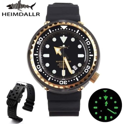 HEIMDALLR Sharkey Diver Watch Men 1000M Water Resistance PVD Coated Case Luminous Dial NH35 Automatic Movement Luxury Brand