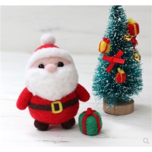 Santa Claus Christmas wool needlepoint kit wool felt needle felting decoration craft needlecraft DIY ha