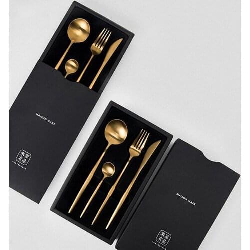 Maision Maxx Stainless Steel Table ware Set Knife Spoon Fork Tea-spoon 4 Kit Smart Home Black/Silver/Gold