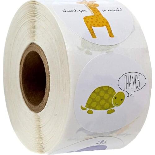 500pcs/roll cartoon animals thank you sticker for kids toys notebook decoration labels sticker thanksgiving gift sticker 1 inch