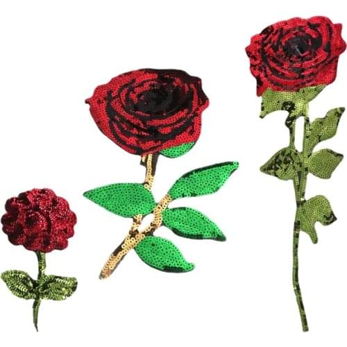 DIY Clothes Bust Dress Patches Rose Flower Floral Collar Iron on Patch Cute Applique Badge Embroidered Fabric Sticker