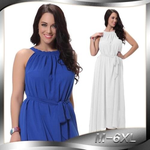 New womens clothing Chiffion o-neck dresses womens dresses european dresses plus size M-6xl full dress ankle-length 5220