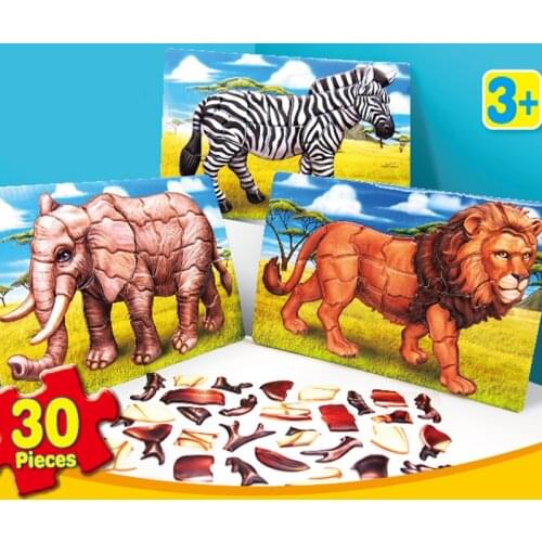 New 3D Nature Animal Stickers Puzzles for Children Jigsaw Toy Kids Boys Girls Early Educational Toys Games Sticker Gift for Baby