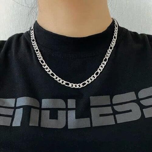 HuaTang Punk Silver Color Guba Chain Choker Necklace for Women Men Simple Round Clavicle Chain Club Party Jewelry on the Neck