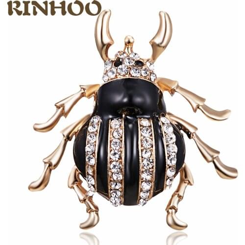 RINHOO Luxury Rhinestone Ladybug Brooches Small Cute Gold Color Small Insect Brooch Collar Pin Funny Beetle Jewelry Kids Gift