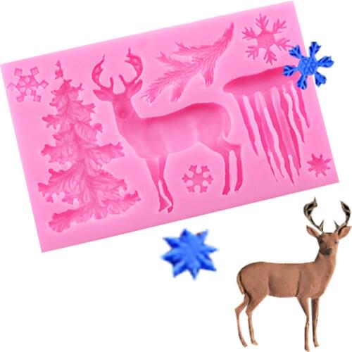 Christmas tree Christmas elk snowflake icicle liquid silicone mold fondant cake chocolate decoration mold fondant