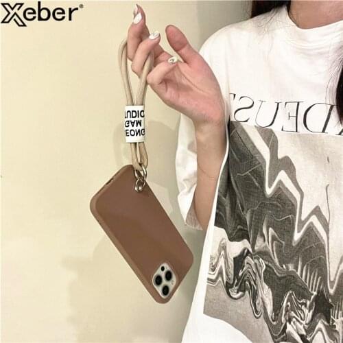 Luxury Hand Strap Soft Matte Phone Case For iPhone 13 12 11 Pro Max Mini XS Max X XR 6 6S 7 8 Plus SE 2 Wrist Lanyard Back Cover