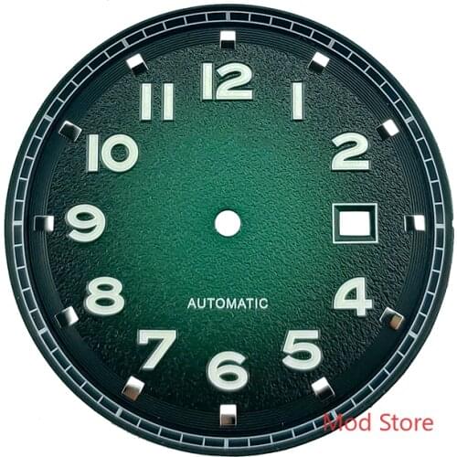 Super Green Luminous Numbers 35.6mm Black/Green AUTAVIA Style Watch Dial Set For Miyota8215 DG2813 Movement 12 Hours