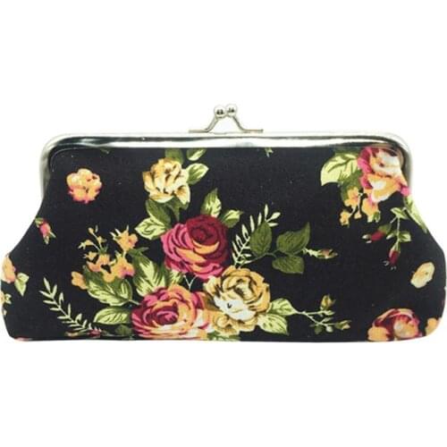Cloth Ladies Coin Purse Wallet Bag Long Rose Canvas Purses Single Layer Mobile Phone Bags Clutch Ethnic Fashion For Women Ladies