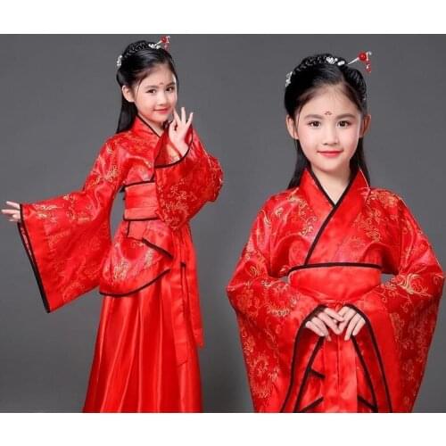 Ancient Hanfu Girls Oriental Chinese Costume Kids Traditional Chinese Dress Children Fairies Tang Dynasty Stage Performance Wear