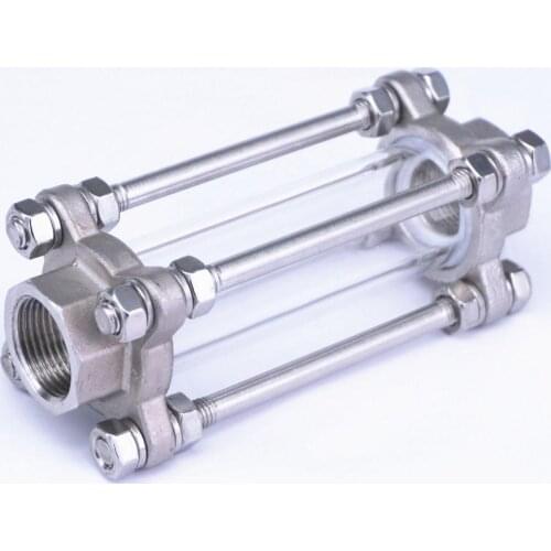 1/2" 3/4" 1" 2" BSPT Female Flow Sight Glass Indicator Diopter 85 PSI 304 Stainless Steel Water Oil