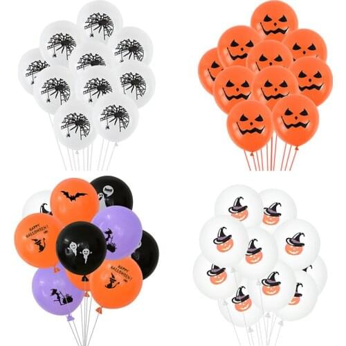 10pcs 12inch Halloween Latex Balloon Pumpkin Bat Spider Air Helium Balloons Birthday Party Happy Halloween Decoration Kids Toy