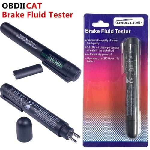 100pcs/lot Brake Fluid Tester 5 LED Oil Quality Check Pen Brake Fluid Liquid Tester for DOT3/DOT4/DOT5.1 Car Diagnostic Tool He