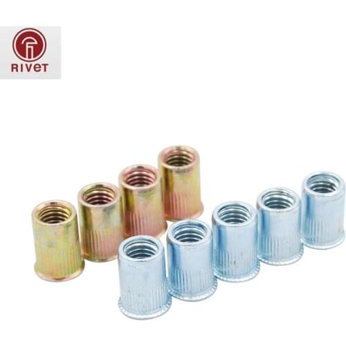 100 PCS M4/M5/M6/M8 Carbon Steel pleated body Open End small flat countersunk head cylinder Rivet Nuts Insert Reveting Rivet Nut