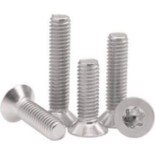 125pcs M2 304 Stainless Steel Torx Countersunk Head Screws Stainless Steel Hexagon Socket Flat Head Screws GB2673 3mm-12mm