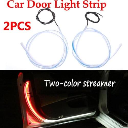 2PCS Waterproof 2 in1 Car Door Open Warning Lamp Flashing LED Lights Strip 12V Anti-collision Safety Lamps Welcome Flash Light