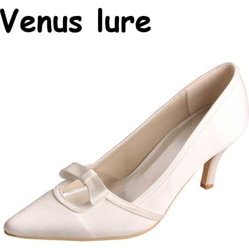 23 Colors Ivory Satin Stiletto Pointed Toe Woman Office Mid Heel 7.5CM Bride Pumps