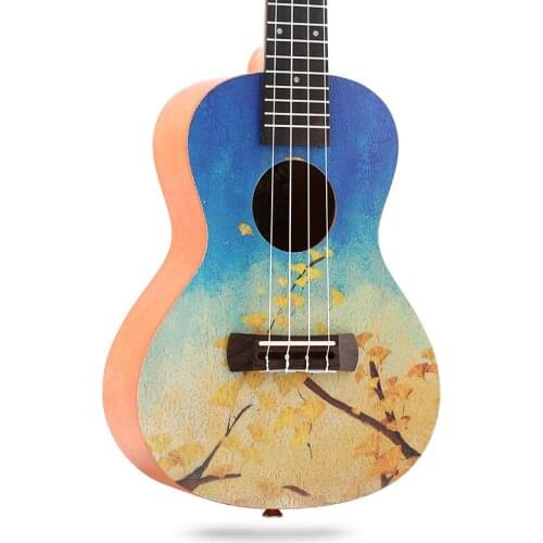 23 inch Painted Ukulele Mini Guitar 4-string Rosewood Fingerboard Ukulele Mahogany Top Spruce Beginner Concert UK2365
