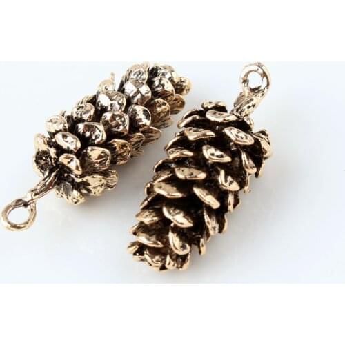 5pcs 15*39mm Ancient Gold Ancient Silver Pinecone DIY Jewelry Dripping Oil Alloy Pendant Bracelet Accessories XL496