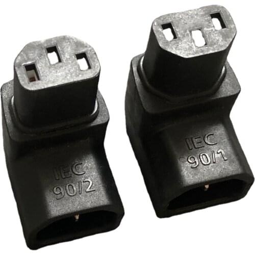 90/1 90/2 Gold plated power plug IEC connection right angle adapter