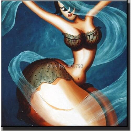 Free shipping hand painted sexy beautiful nude dancing girl decorative pictures oil painting