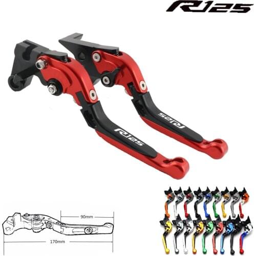 For Yamaha YZFR125 YZF R125 2014 2015 16 17 adjustable folding telescopic brake clutch lever with logo