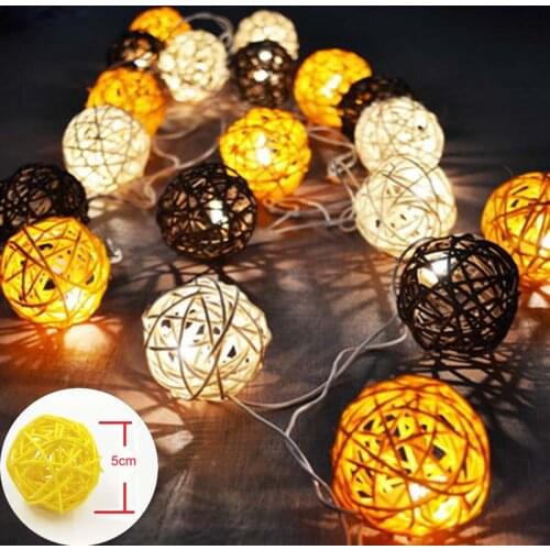 Creative Rattan Sepak Takraw Light Strings 5m 20 LED String Garlands Villa Fence Beach Bar Wedding Christmas Party Decorations