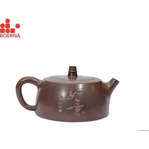 BOERNA Nixing Pottery not Yixing Purple Clay Handmade Teapot Chinese Tea Pot Kettle Suit Tie Guanyin Puer Teaware 250ml Gift Box