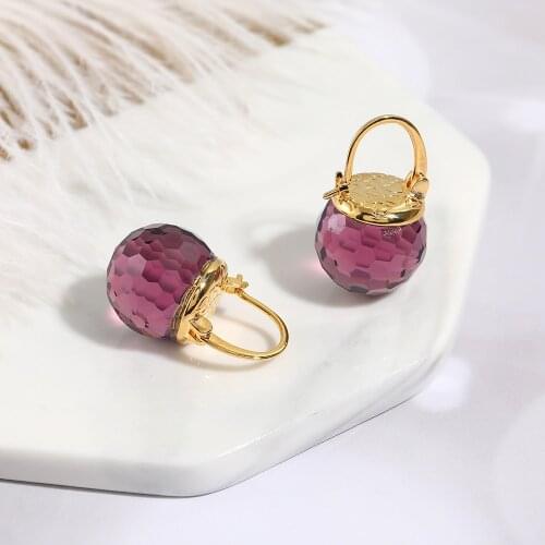 Red/green quartz drop faceted +s925 HOOK earrings wholesale for women xmas gift