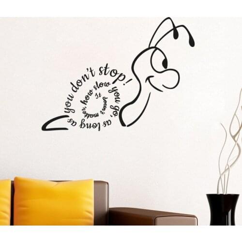 Creative Snail Wall Sticker It Doesn'T Matter How Slow You Go Vinyl Wall Decals Removable Living Room Bedroom Home Decor
