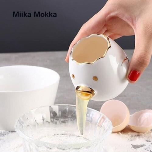 Creative Cartoon Chicken Egg Yolk White Separator Ceramics Ceramic Cartoon Chick Egg Separator Dining Cooking Kitchen Gadget
