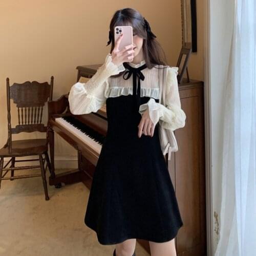 Maxi Dresses for Women Retro A-line Skirt Dress Spring New High Waist Female Design Sense Niche Black Short Skirt