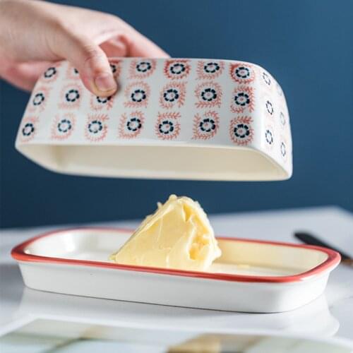 Small Ceramic Butter Plate with Lid Kitchen Tableware Snack Dessert Dishware Mini Dish