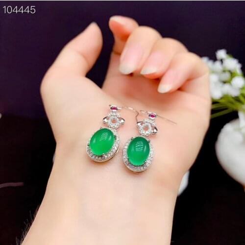 Natural green chalcedony Earrings 925 sterling silver hot style special price promotion including certificate package, beautiful