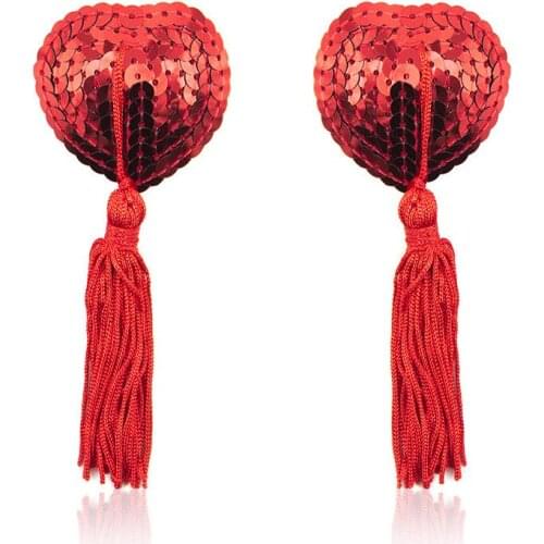 New Hot 1 Pair Sexy Pasties Stickers Women Lingerie Sequin Tassel Breast Bra Nipple Cover Heart Shape Nipple Stickers Pasties