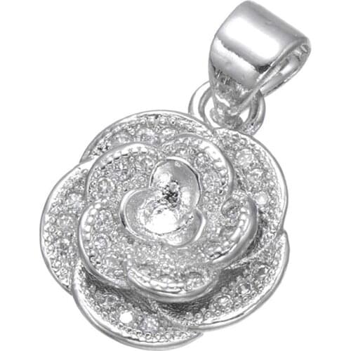 New Designer Full Tiny CZ Crystal Micro Paved Rose Multilayer Flower Charms Pendant For Women Necklaces Gold Plating CHF356