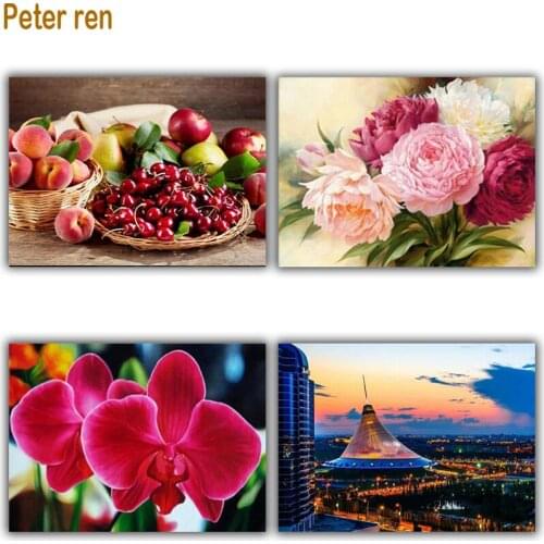 Peter ren Diamond painting cross stitch Round & Square Diamond mosaic Rhinestone Full Diamond embroidery Fruit Flower City Night